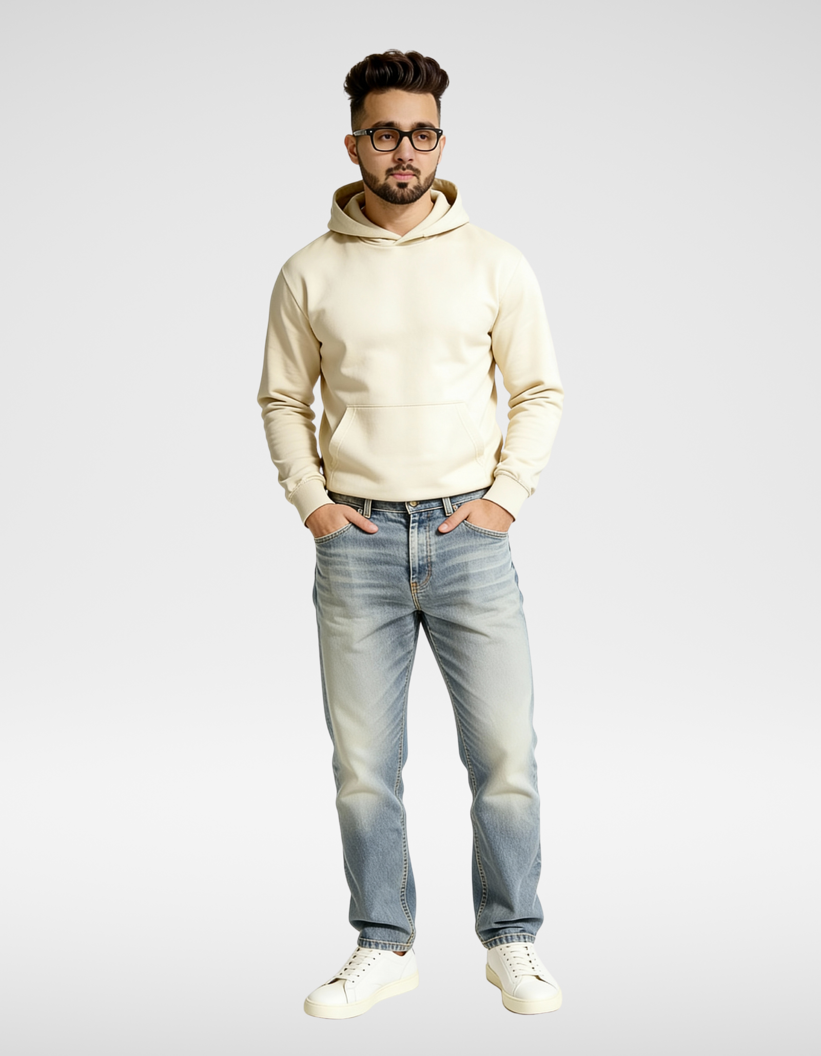 Beige Regular Fit Hoodie