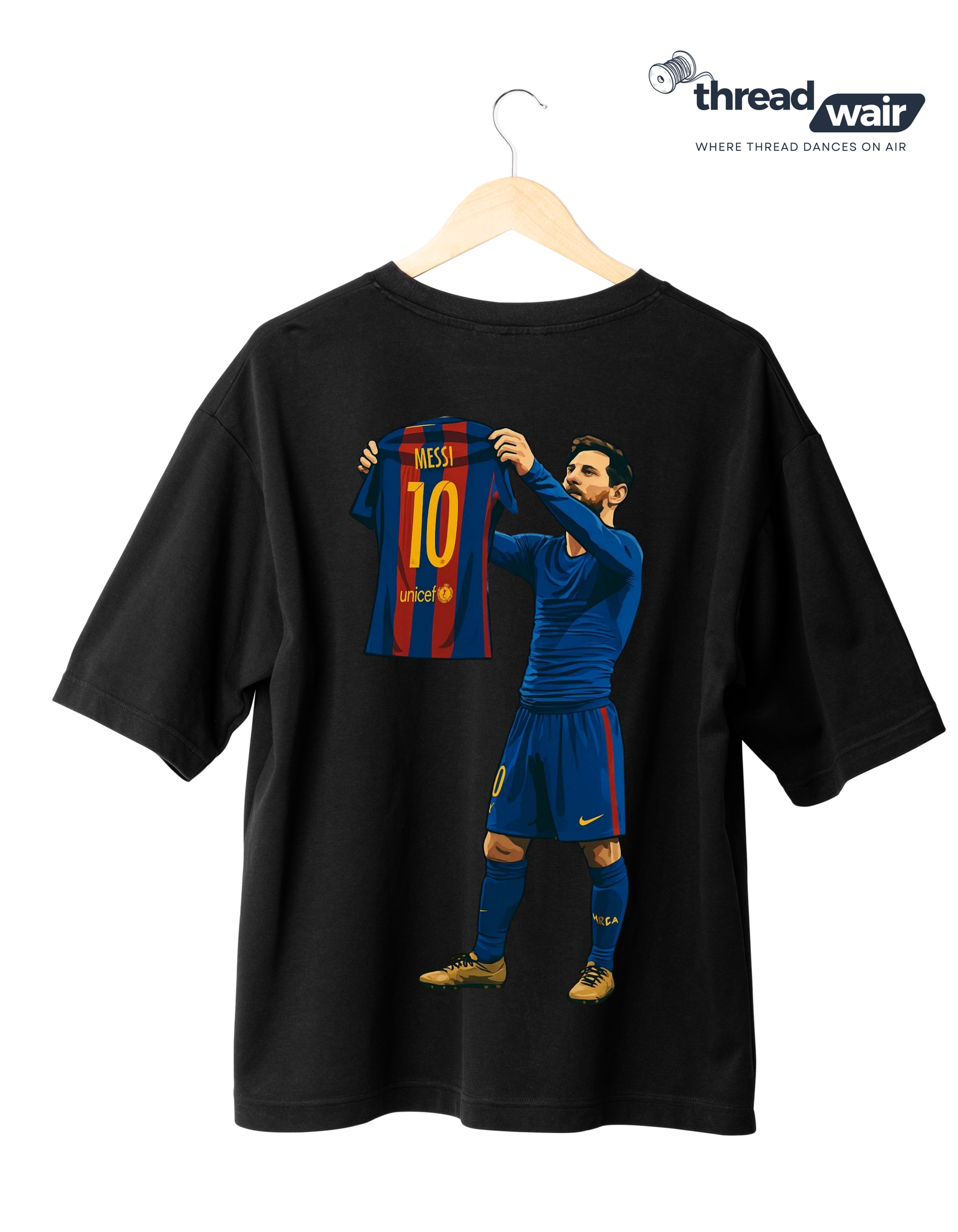 MESSI 2 BLACK Lionel Messi T-Shirt BLACK | Football Icon Streetwear (OVERSIZED )