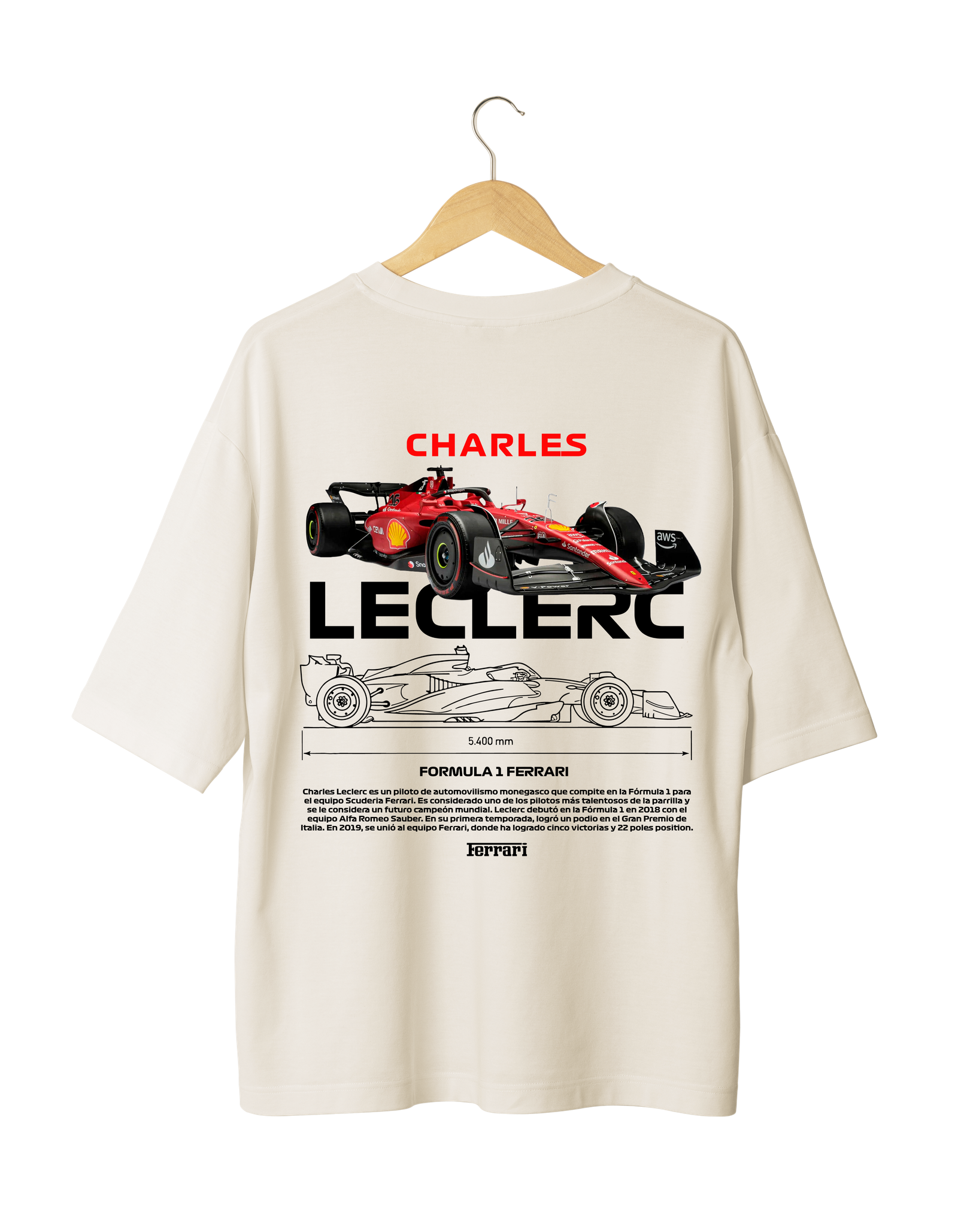 Charles Leclerc Ferrari Formula 1 T-Shirt with racing car graphic and Ferrari branding
