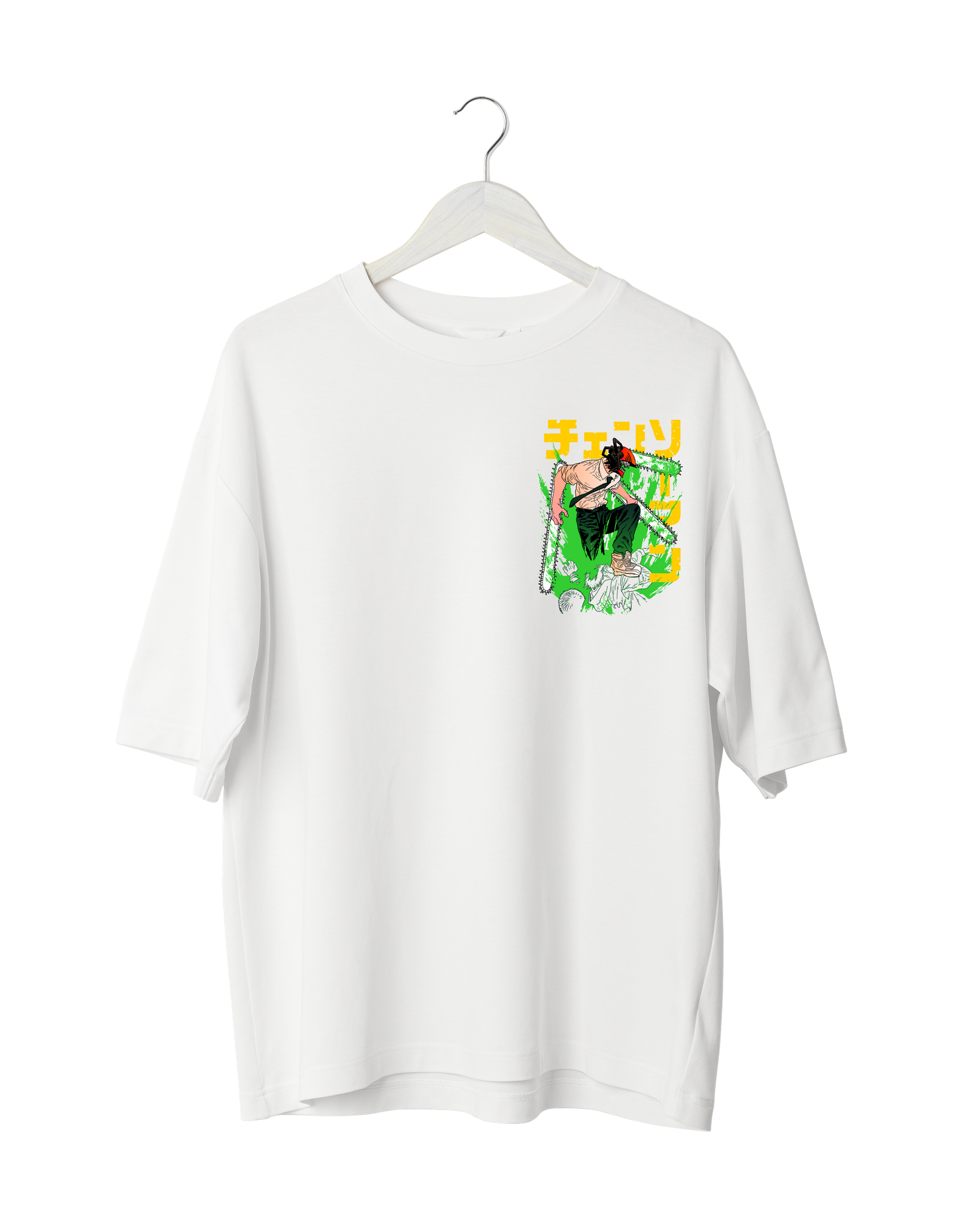 Chainsaw Fury Anime Graphic T-Shirt White (OVERSIZED)