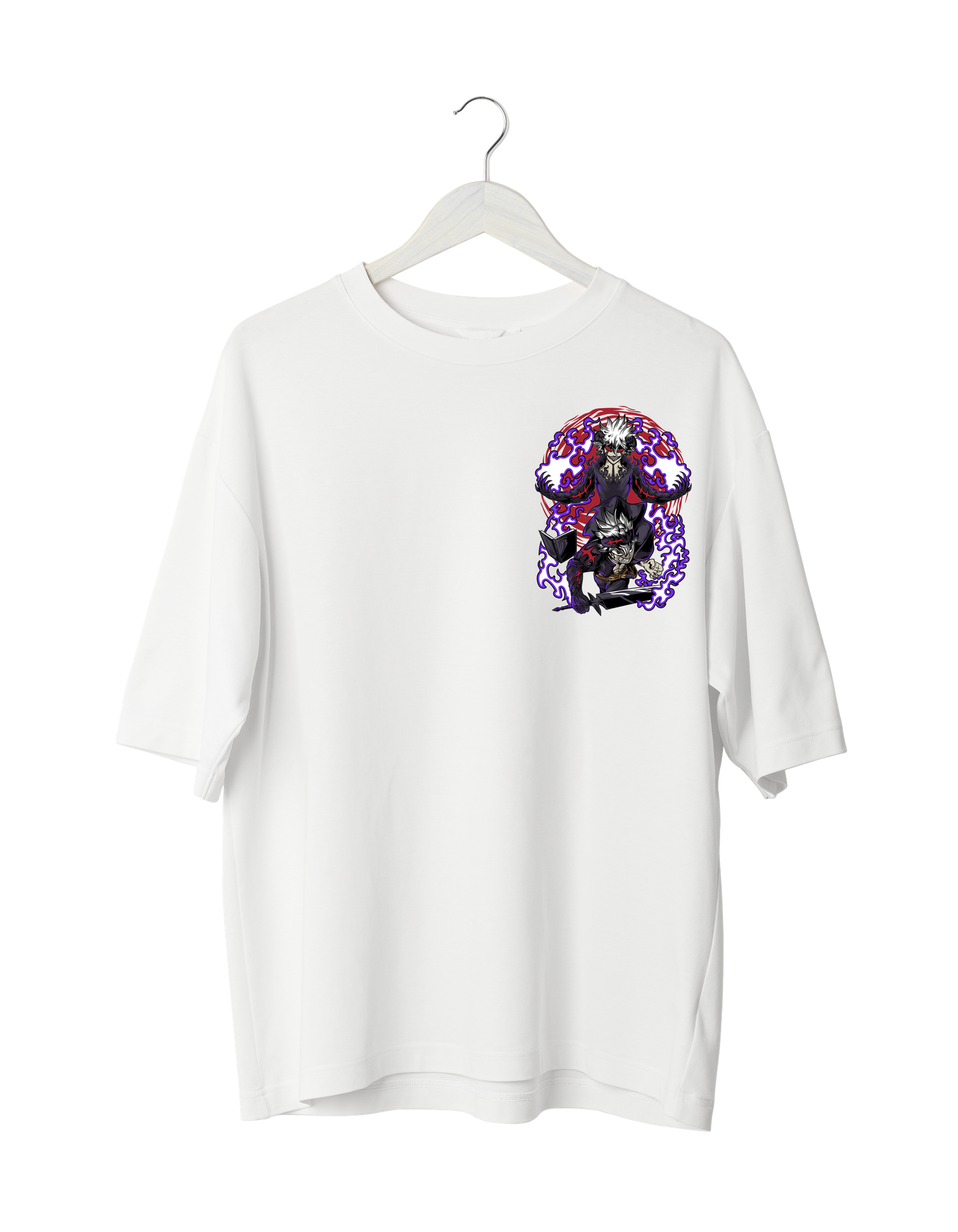 Demonic Aura Anime Graphic T-Shirt White  (OVERSIZED)