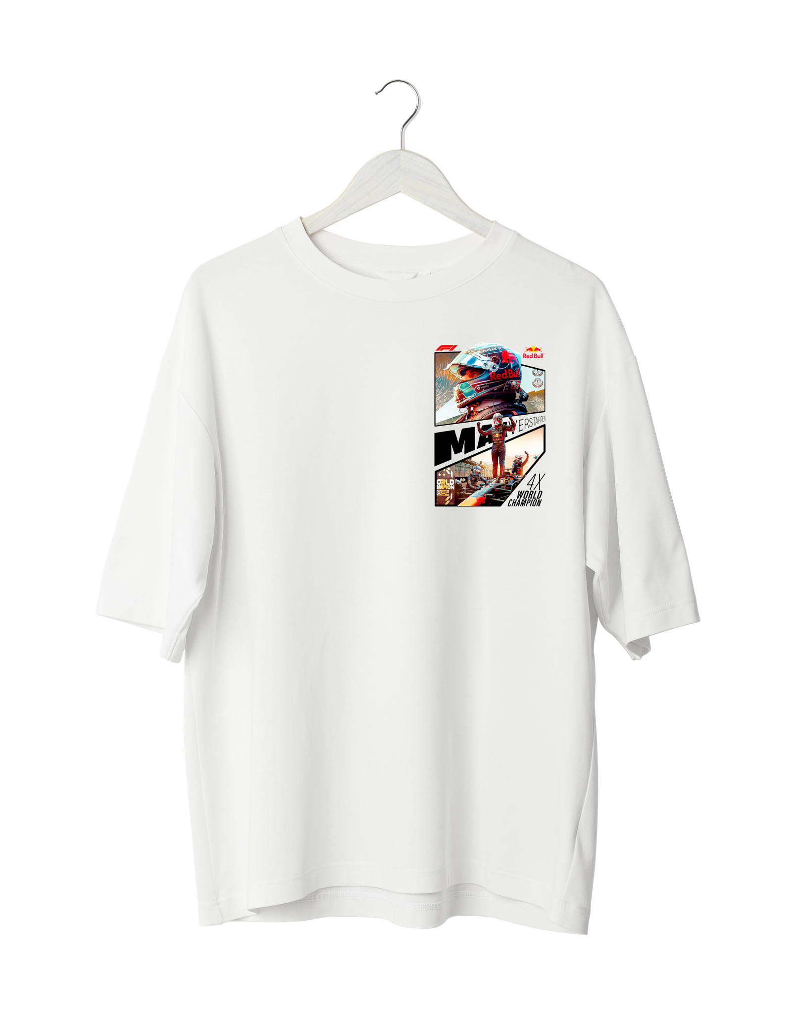 MAX VERSTAPPEN 1 Max Verstappen World Champion Graphic T-Shirt White| (OVERSIZED)