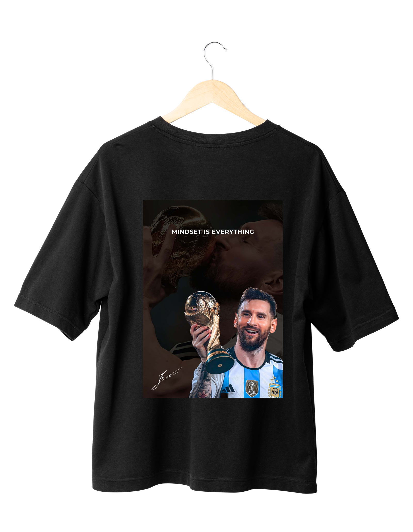 MINDSET IS EVERYTHING 2 BLACK Mindset Is Everything – Messi Champion T-Shirt BLACK | (OVERSIZED)