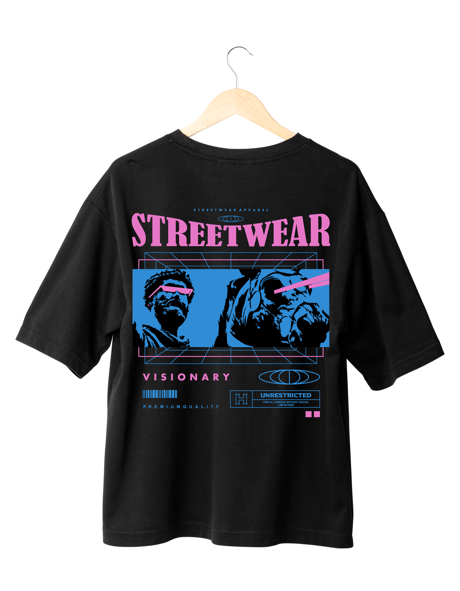 STREETWEAR 2 BLACK Streetwear Visionary Graphic T-Shirt BLACK | (OVERSIZED)