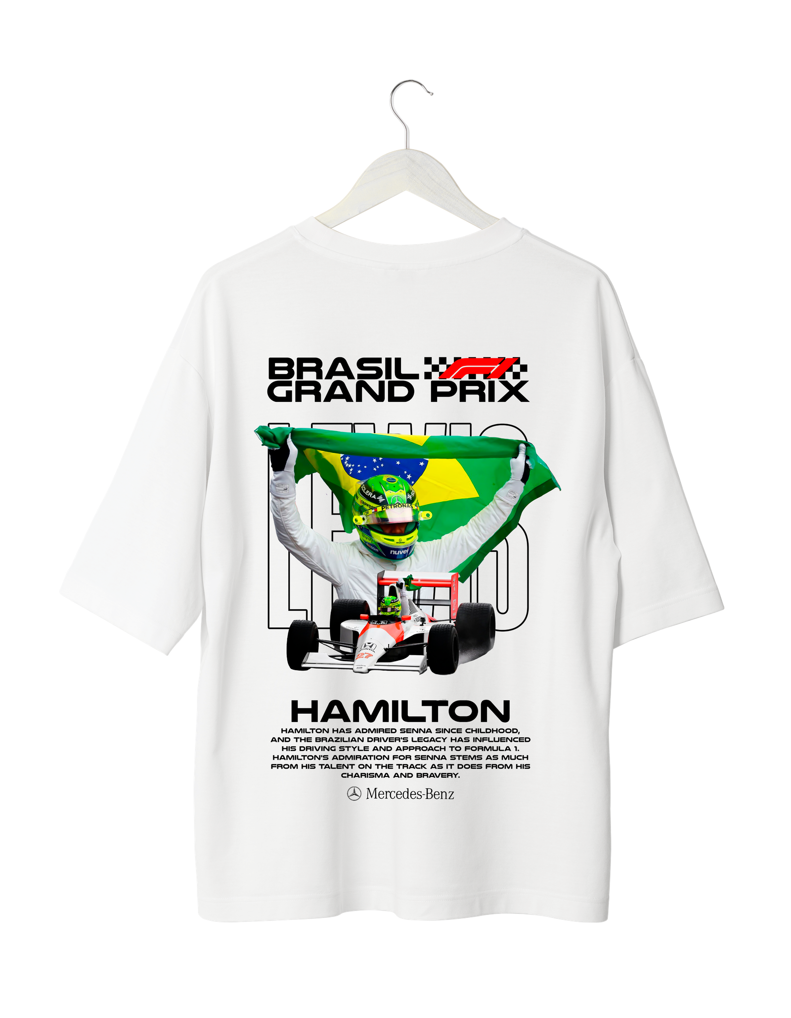 White Red Bold Minimalist Sale Poster (18) Lewis Hamilton Brasil Grand Prix T-Shirt White OVERSIZED