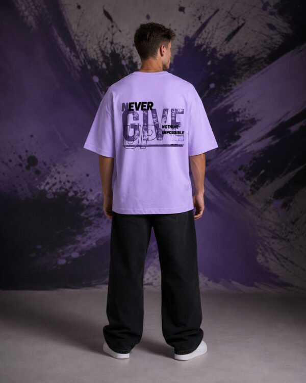 Never Give Up Tee (Oversized) back Never Give Up Tee (Oversized) back print worn by model
