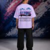 Pierre Gasly Alpine T-Shirt Lavender (Oversized) back Pierre Gasly Alpine T-Shirt Lavender (Oversized) back print worn by model