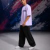 Pierre Gasly Alpine T-Shirt Lavender (Oversized) side Pierre Gasly Alpine T-Shirt Lavender (Oversized) side view worn by model