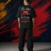 Sergio Perez Red Bull Racing T-Shirt Black (Oversized) back Sergio Perez Red Bull Racing T-Shirt Black (Oversized) back print worn by model