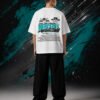 Lewis H*milton Merc*des T-Shirt White (Oversized) back Lewis H*milton Merc*des T-Shirt White (Oversized) back print worn by model