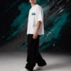 Lewis H*milton Merc*des T-Shirt White (Oversized) side Lewis H*milton Merc*des T-Shirt White (Oversized) side view worn by model