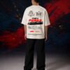 Sergio Perez Red Bull Racing T-Shirt Beige (Oversized) back Sergio Perez Red Bull Racing T-Shirt Beige (Oversized) back print worn by model