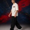 Sergio Perez Red Bull Racing T-Shirt Beige (Oversized) side Sergio Perez Red Bull Racing T-Shirt Beige (Oversized) side view worn by model