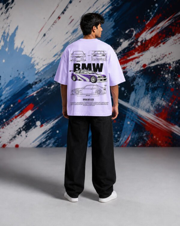BMW M3 GTR Lavender (Oversized) back print worn by model