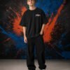 Ayrton Senna Formula One T-Shirt Black (Oversized) front Ayrton Senna Formula One T-Shirt Black (Oversized) front view worn by model