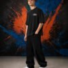 Ayrton Senna Formula One T-Shirt Black (Oversized) side Ayrton Senna Formula One T-Shirt Black (Oversized) side view worn by model