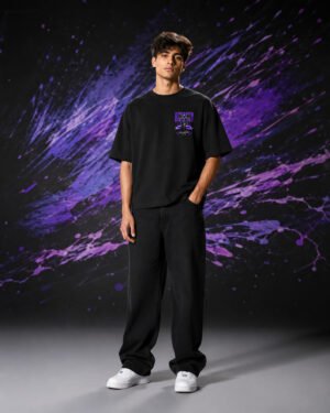Diversity T-Shirt BLACK (OVERSIZED) front view worn by model