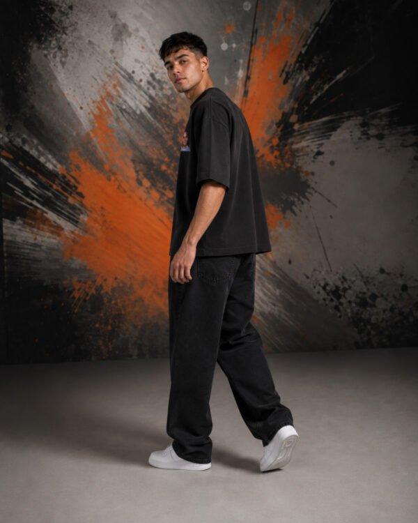 Paul Walker Fast & Furious Graphic T-Shirt Black (Oversized) side view worn by model