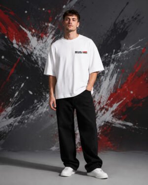 Lewis H*milton Brasil Grand Prix T-Shirt White OVERSIZED front view worn by model