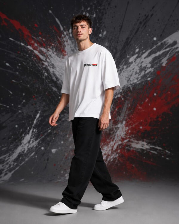 Lewis H*milton Brasil Grand Prix T-Shirt White OVERSIZED side Lewis H*milton Brasil Grand Prix T-Shirt White OVERSIZED side view worn by model