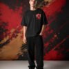 Charles Leclerc Victory Red Ferrari (Oversized) front Charles Leclerc Victory Red Ferrari (Oversized) front view worn by model