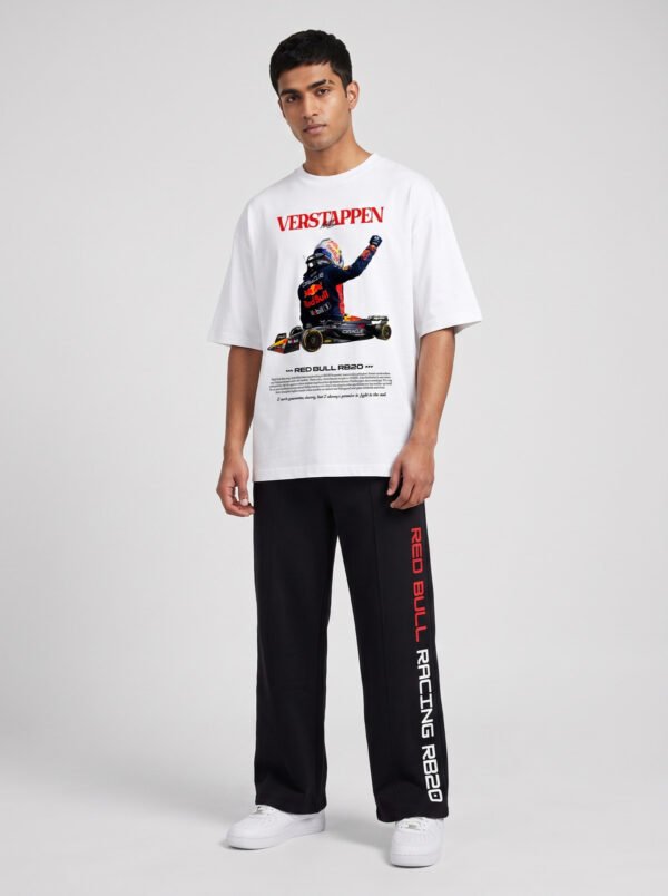 Red Bull Racing RB20 Baggy Jogger (Black) styled with the Verstappen RB20 oversized tee Red Bull Racing RB20 Baggy Jogger (Black) styled with the Verstappen RB20 oversized tee