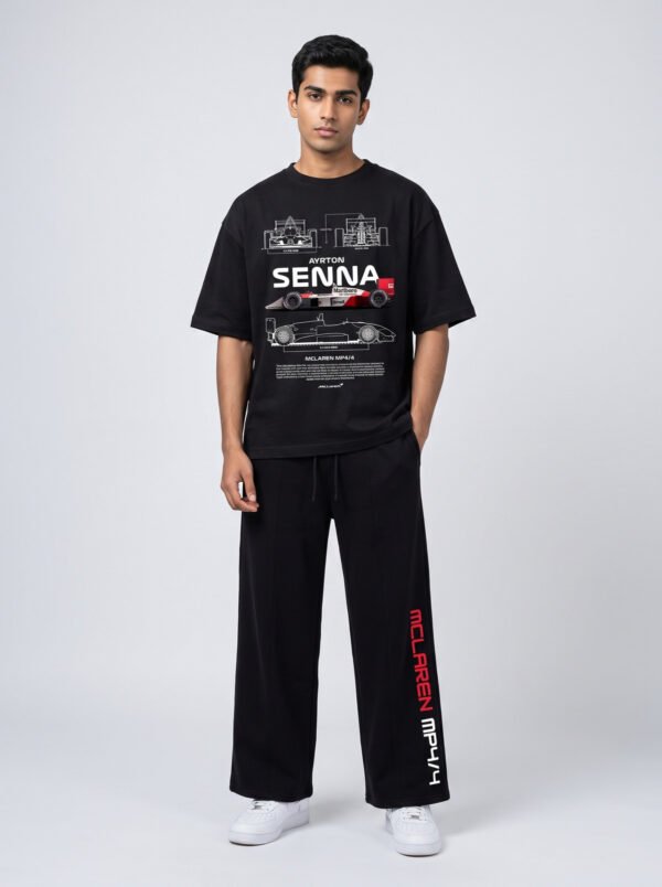 McLaren MP4/4 Baggy Jogger (Black) styled with the Ayrton Senna oversized tee McLaren MP4/4 Baggy Jogger (Black) styled with the Ayrton Senna oversized tee