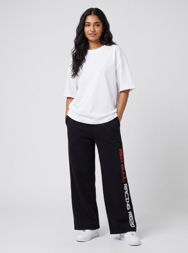 Red Bull Racing RB20 Baggy Jogger (Black) womens fit, plain white oversized tee Red Bull Racing RB20 Baggy Jogger (Black) womens fit, plain white oversized tee