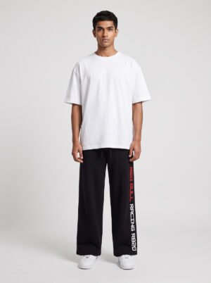 Red Bull Racing RB20 Baggy Jogger (Black) styled with a plain white oversized tee