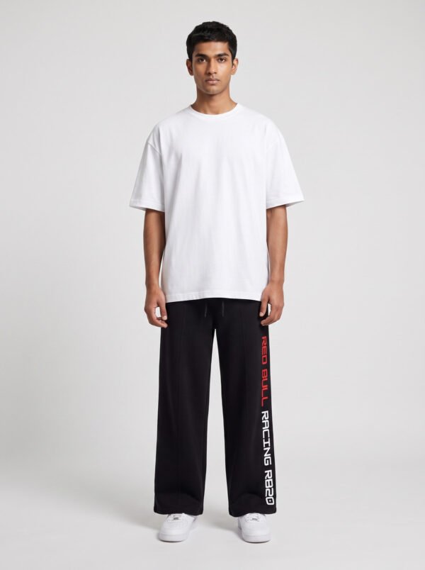 Red Bull Racing RB20 Baggy Jogger (Black) styled with a plain white oversized tee Red Bull Racing RB20 Baggy Jogger (Black) styled with a plain white oversized tee