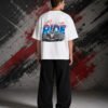 Born to Ride T-Shirt White | Formula Racing Streetwear (OVERSIZED) back print worn by model