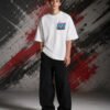 Born to Ride T-Shirt White | Formula Racing Streetwear (OVERSIZED) front view worn by model