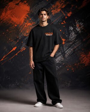 United Brooklyn Graphic T-Shirt BLACK (OVERSIZED) front view worn by model