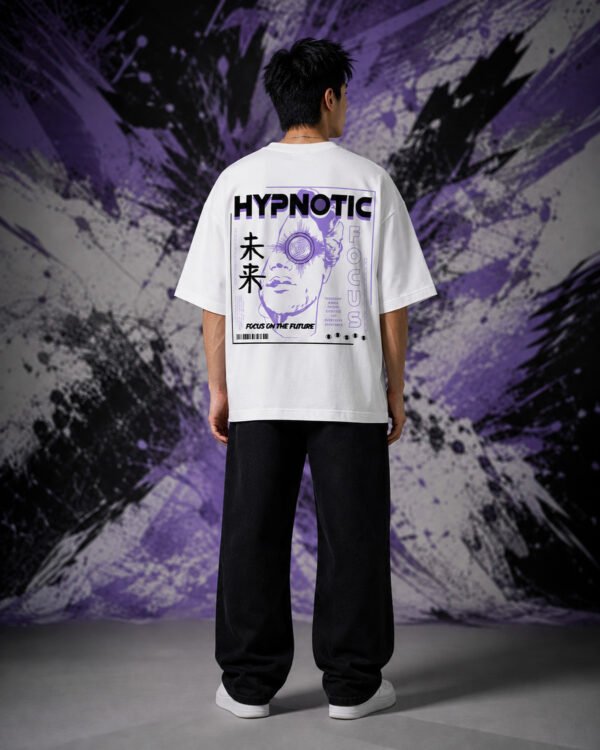 Hypnotic Visuals BLACK (OVERSIZED) back Hypnotic Visuals BLACK (OVERSIZED) back print worn by model