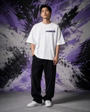 Hypnotic Visuals BLACK (OVERSIZED) front view worn by model