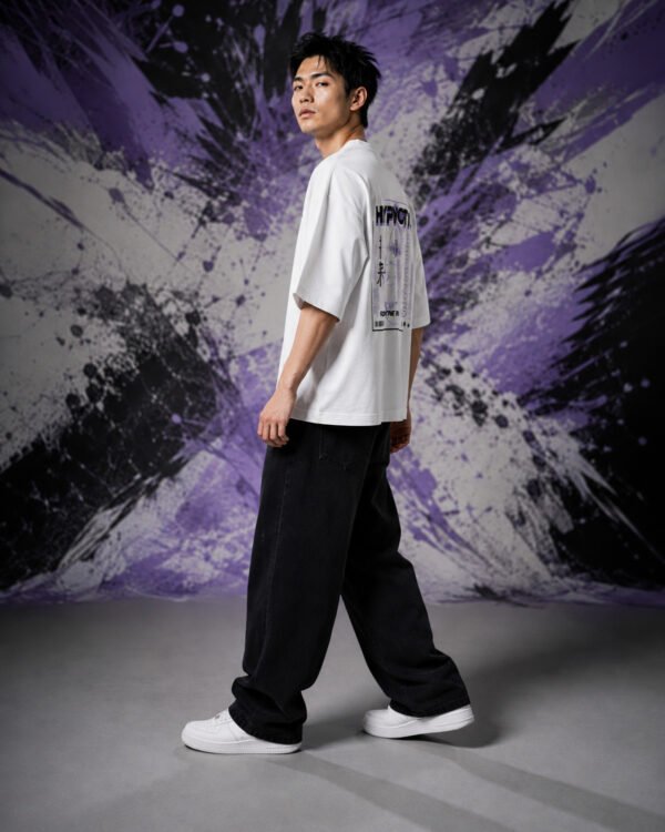 Hypnotic Visuals BLACK (OVERSIZED) side Hypnotic Visuals BLACK (OVERSIZED) side view worn by model