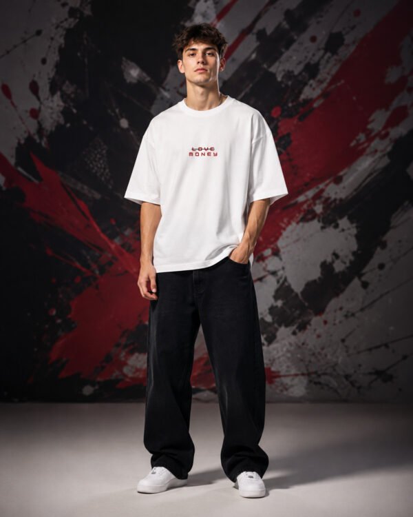 All I Need Is Love (But) Money (OVERSIZED) front All I Need Is Love (But) Money (OVERSIZED) front view worn by model