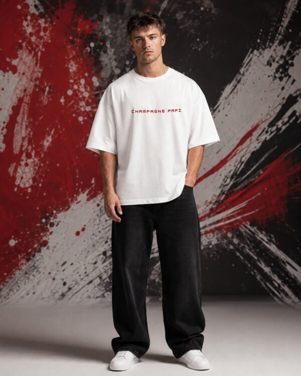 Drake-inspired Graphic T-Shirt (Oversized) front view worn by model
