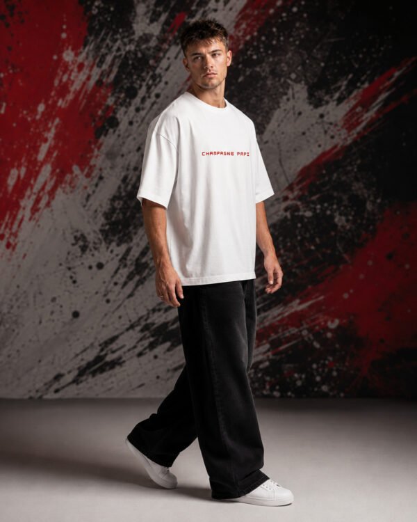 Drake-inspired Graphic T-Shirt (Oversized) side view worn by model