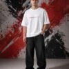Smoking Addicted Graphic T-Shirt (Oversized) front view worn by model
