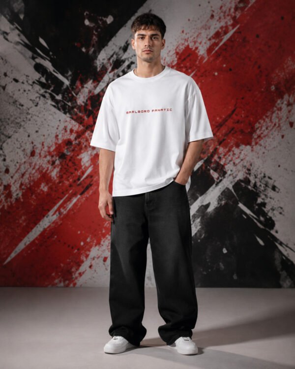 Smoking Addicted Graphic T-Shirt (Oversized) front view worn by model